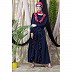Designer frilled abaya- Navy Blue-Pink